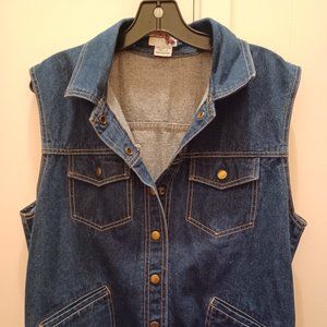 Vintage Spare Time Denim Vest Size Large